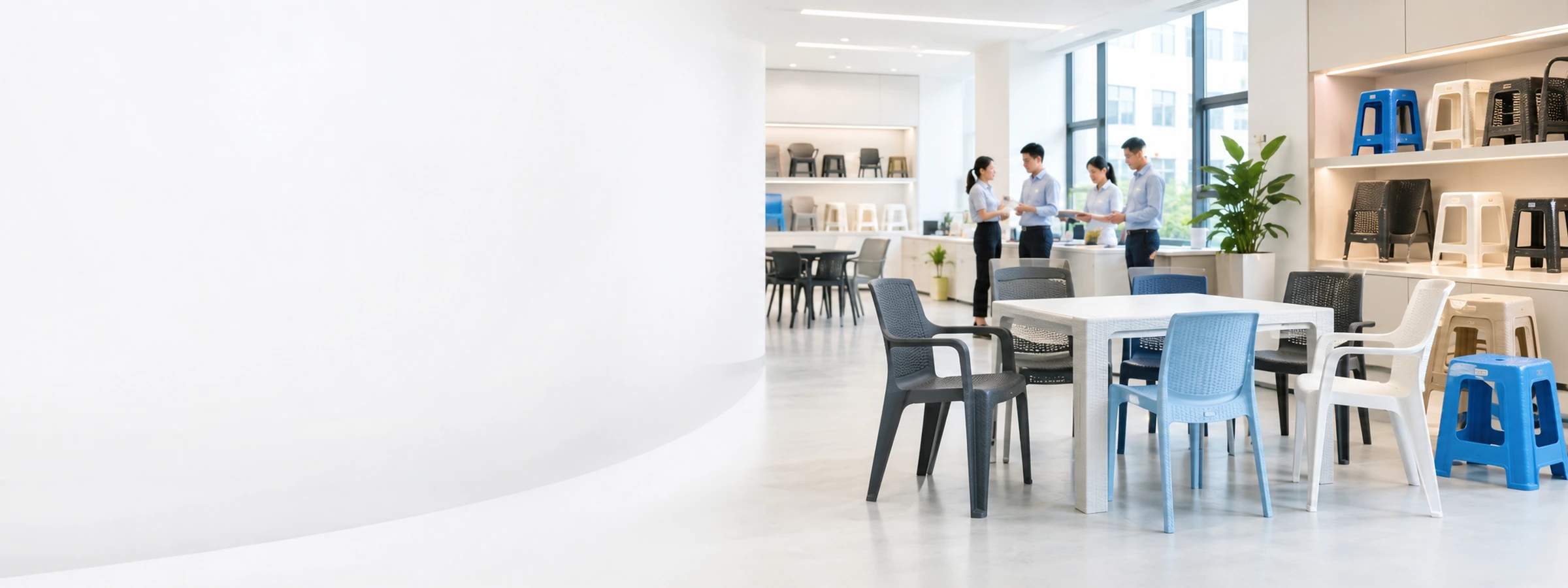 Dragon Crown Plastics company showroom and plastic furniture display