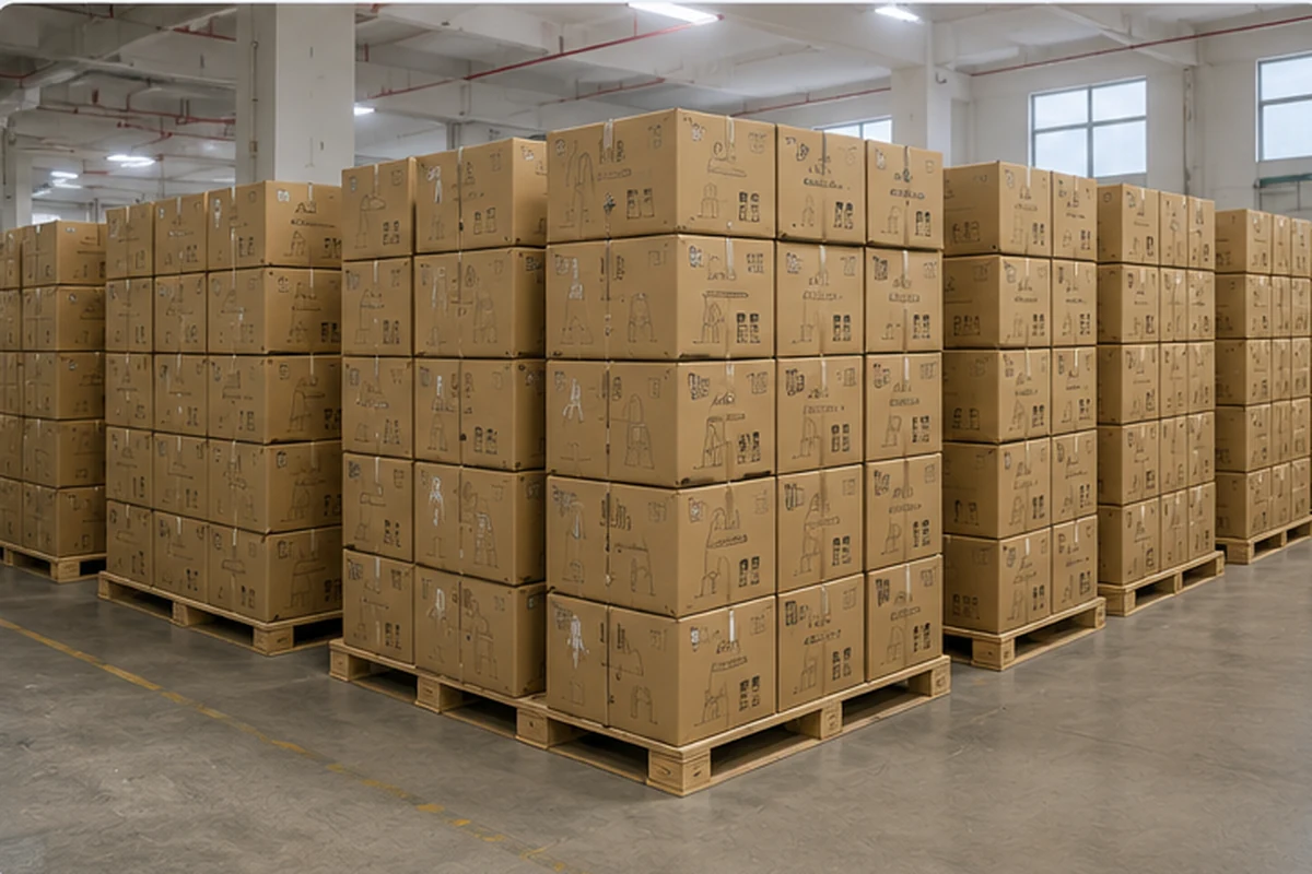 Plastic furniture warehouse packing area