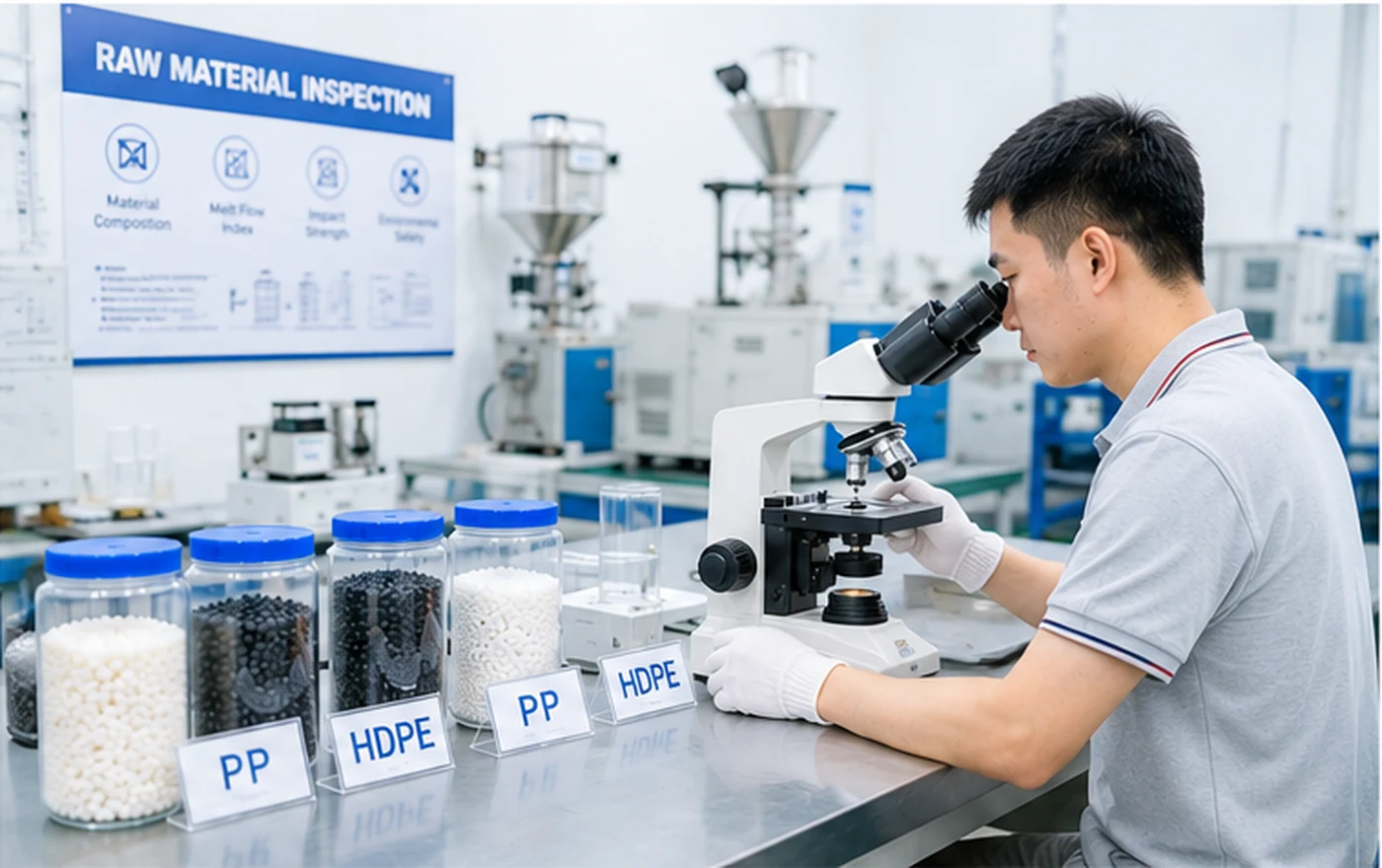 Plastic furniture raw material and quality inspection workbench